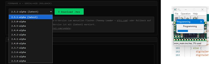 Teensy Loader with loaded .hex file, progress bar during flash