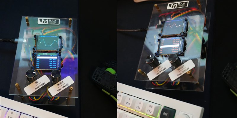 MIM Full Build — alternate angle, both displays and encoders visible